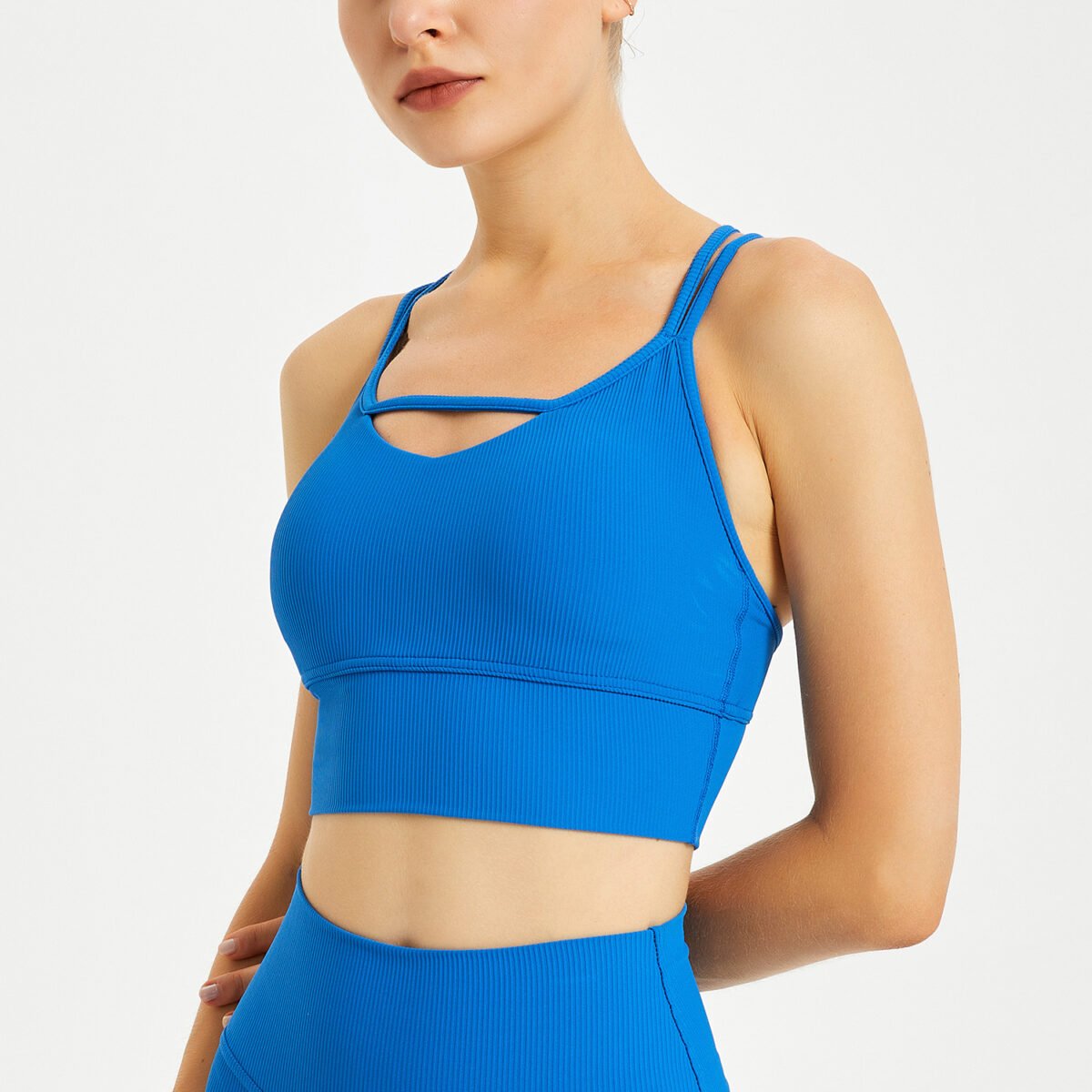 Yoga Vest Wear Spaghetti Strap Sports Underwear Workout Clothes Shockproof Push-up Bra
