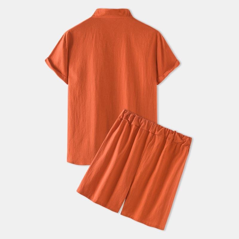 Men's Cotton-Linen Casual Loose-Fit Short-Sleeve Set