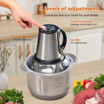 5L 500W Electric Meat Grinder, Stainless Steel 3-Speed Mincer with 5-Blade for Fast & Even Mincing, Easy to Clean