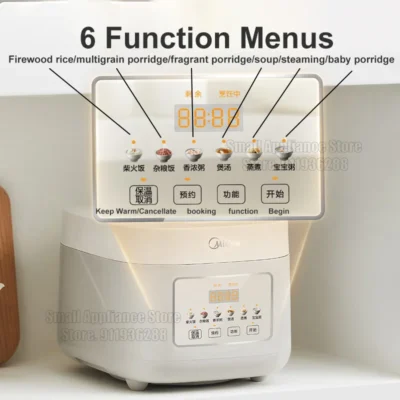 Midea Electric Smart Cooker Multifunctional Adjustable Rice Cooker For 1-6 People Stainless Steel Kitchen Appliance CN Version