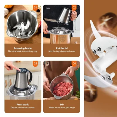 5L 500W Electric Meat Grinder, Stainless Steel 3-Speed Mincer with 5-Blade for Fast & Even Mincing, Easy to Clean