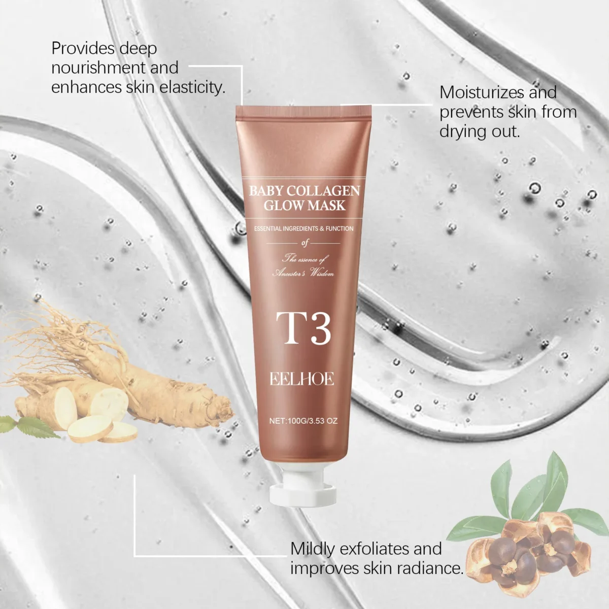 EELHOE Collagen Mask Deep Cleansing Large Pores Remover Blackhead Purifying Peeling Mask for Face Clean Skincare Products Sets