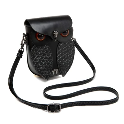 Chic Vintage Owl Shaped Women's Shoulder Bag PU Flip Women's Steampunk Owl Crossbody Small Bag with Adjustable Shoulder Strap