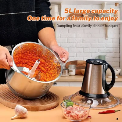 5L 500W Electric Meat Grinder, Stainless Steel 3-Speed Mincer with 5-Blade for Fast & Even Mincing, Easy to Clean