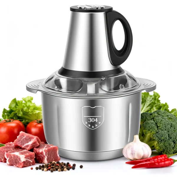 5L 500W Electric Meat Grinder, Stainless Steel 3-Speed Mincer with 5-Blade for Fast & Even Mincing, Easy to Clean