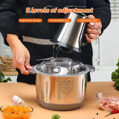 5L 500W Electric Meat Grinder, Stainless Steel 3-Speed Mincer with 5-Blade for Fast & Even Mincing, Easy to Clean