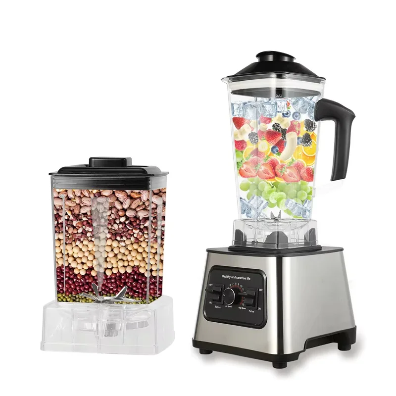 2 in 1 Electric Blender 2000W High Power Heavy Duty Commercial Blender Food Processor Ice Smoothies Kitchen Stationary Mixer