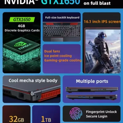 New 16.1 Inch Intel Core I9 9880H Gamer PC GTX1650 4G Integrated Card Core I9 9th Gen 32GB 16GB Business Gaming Laptop