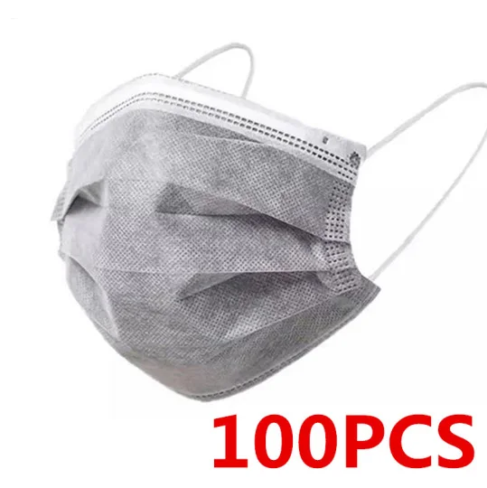 10/50/100/200PCS Disposable Mask Earloop Pink Bule Black White Mouth Masks 3 Layers Meltblown Non-Woven Breathable Face Mask