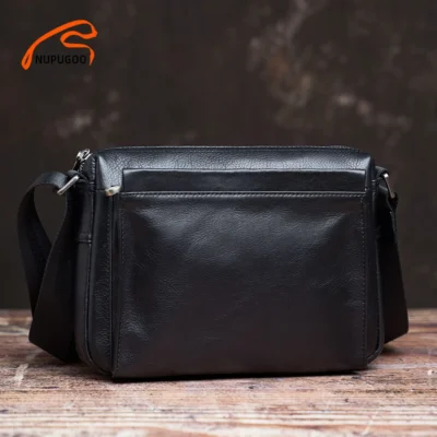 NUPUGOO Casual Men's Shoulder Bag Genuine Leather Fashion Trend  Messenger Original Small Crossbody Zipper Bag For 9.7 Inch Ipad