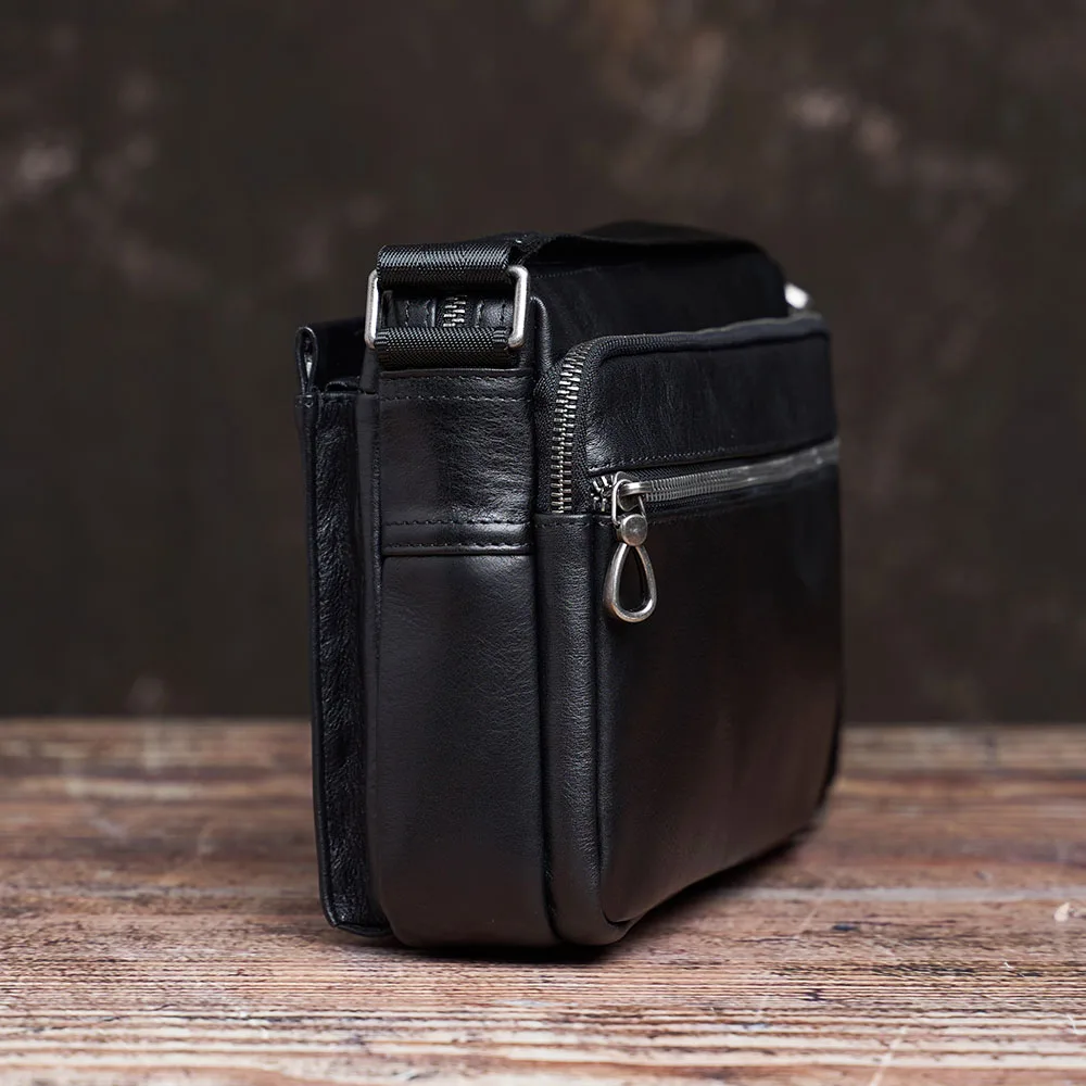 NUPUGOO Casual Men's Shoulder Bag Genuine Leather Fashion Trend  Messenger Original Small Crossbody Zipper Bag For 9.7 Inch Ipad