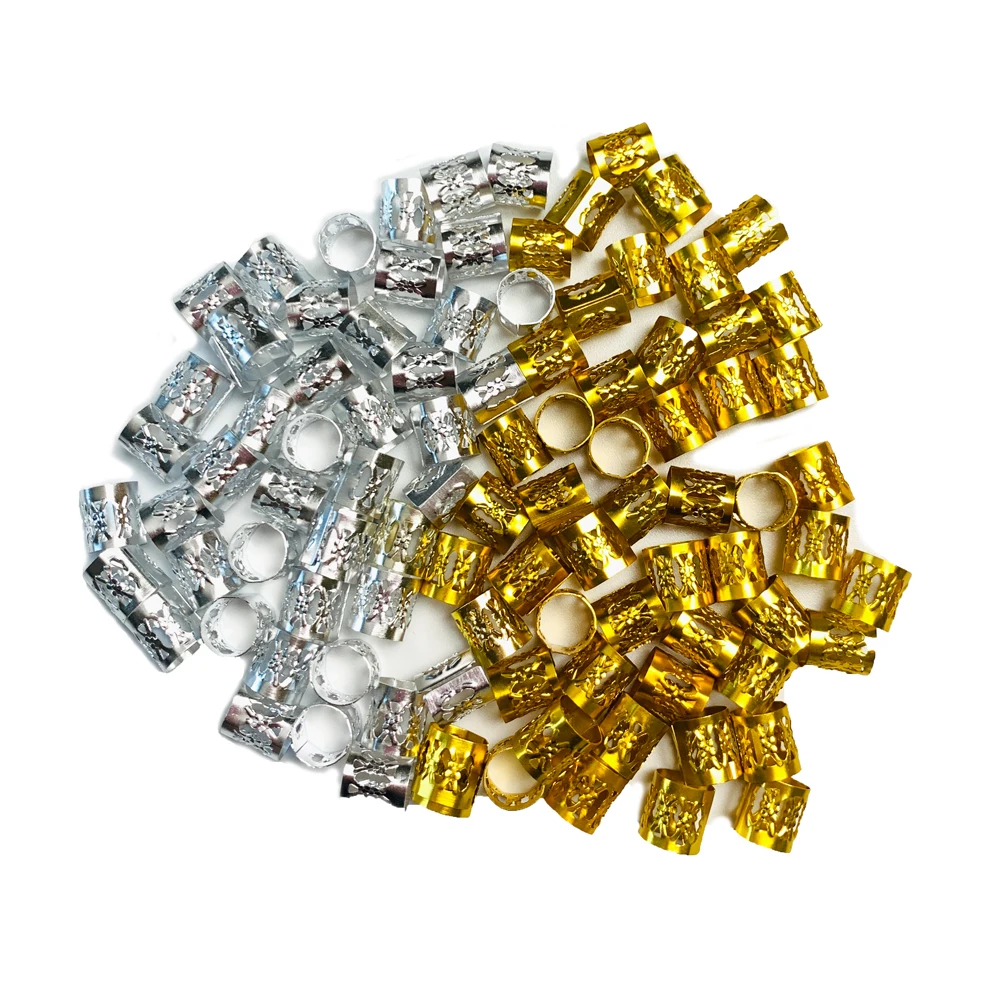 Factory Sale Golden Silver Dreadlock Hair Beads Adjustable Hair Ring Braid Cuff Clip For Hair Accessories Extensions Beauty Tool