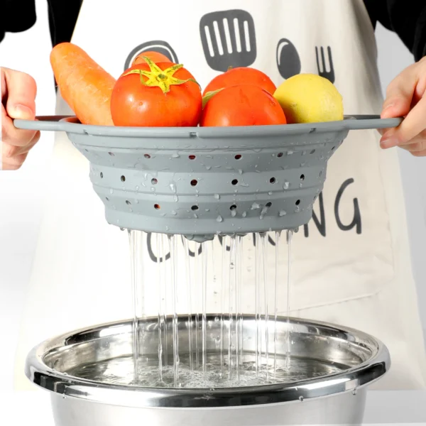 Good Quality Folding Professional Cooking Colander Set Silicone Durable 2pcs Colander Set