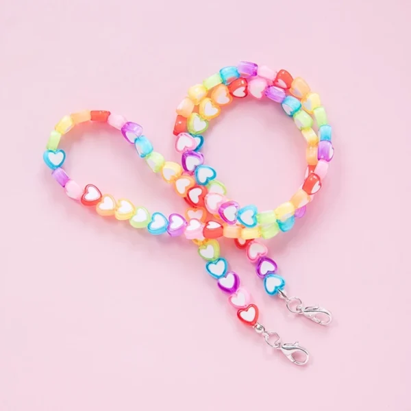 Kids Acrylic Rainbow Colorful Star Heart Beaded Chain Face Mask Holder Lanyard Eyeglass Anti-Lost Strap Necklace String