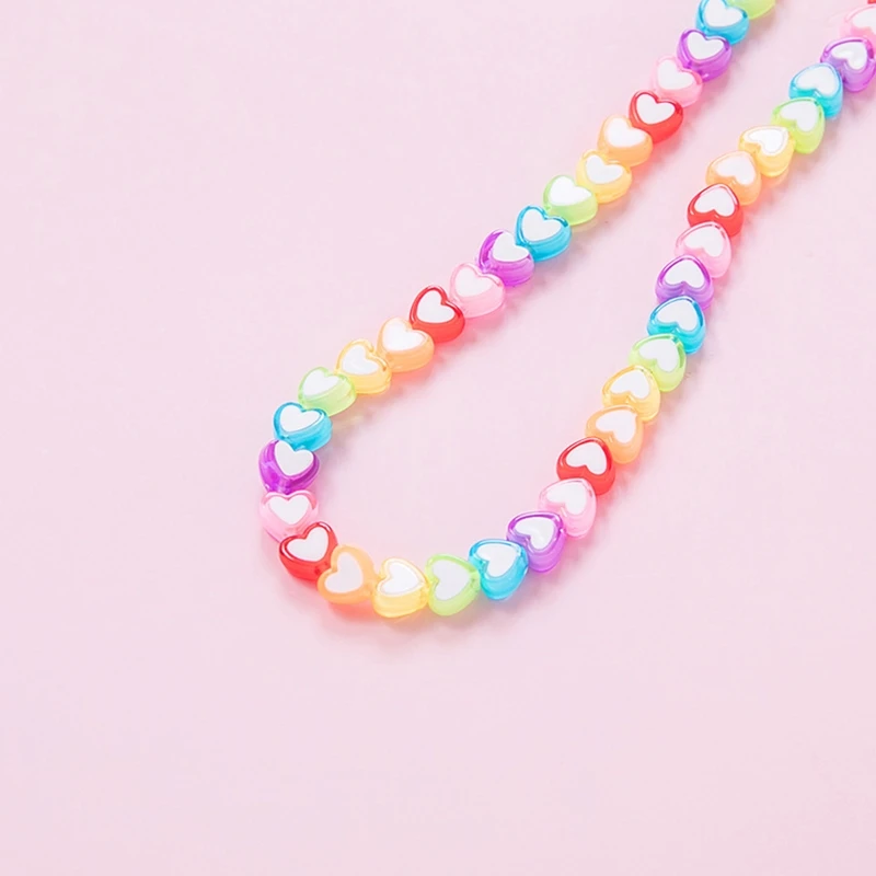 Kids Acrylic Rainbow Colorful Star Heart Beaded Chain Face Mask Holder Lanyard Eyeglass Anti-Lost Strap Necklace String