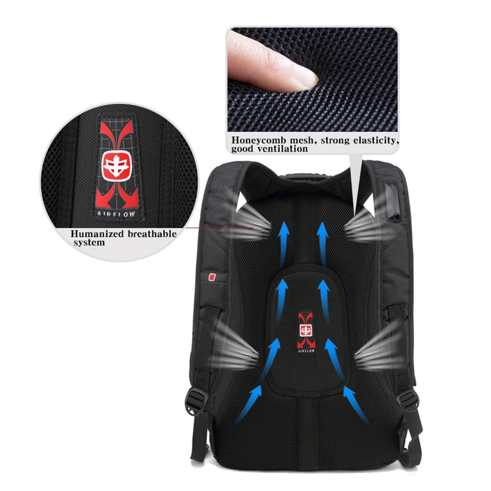 Waterproof Men's Swiss Backpack 15.6/17 Inch Laptop Backpacks School Travel Bags Large Capacity Business bagpack Mochila
