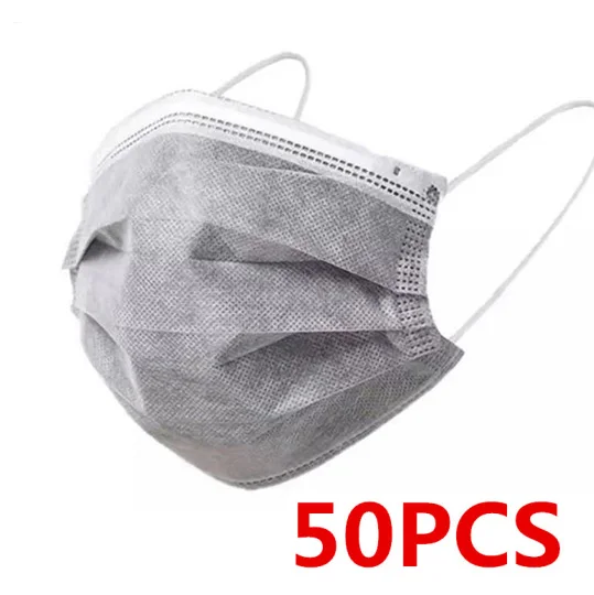 10/50/100/200PCS Disposable Mask Earloop Pink Bule Black White Mouth Masks 3 Layers Meltblown Non-Woven Breathable Face Mask