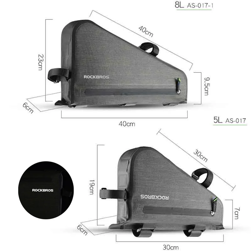 ROCKBROS 8L MTB Road Bike Bags Triangle Bag Pouch Reflective Rainproof Pannier Portable Adjustable Bicycle Bag Bike Accessories