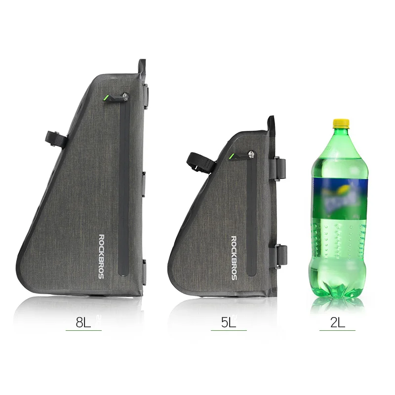 ROCKBROS 8L MTB Road Bike Bags Triangle Bag Pouch Reflective Rainproof Pannier Portable Adjustable Bicycle Bag Bike Accessories