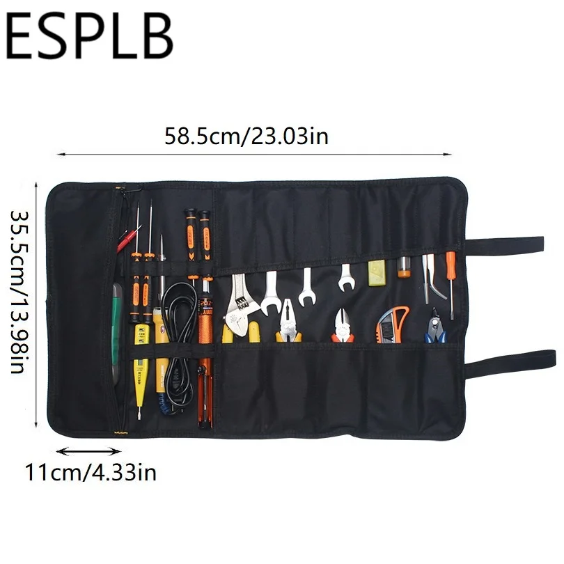 ESPLB Roll Tool Bag Large Wrench Roll Up Portable Pouch Bag 22 Pockets Kit for Electricians Mechanics