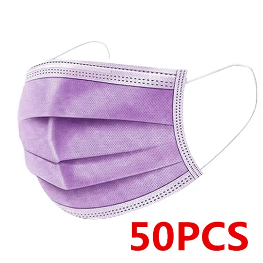 10/50/100/200PCS Disposable Mask Earloop Pink Bule Black White Mouth Masks 3 Layers Meltblown Non-Woven Breathable Face Mask