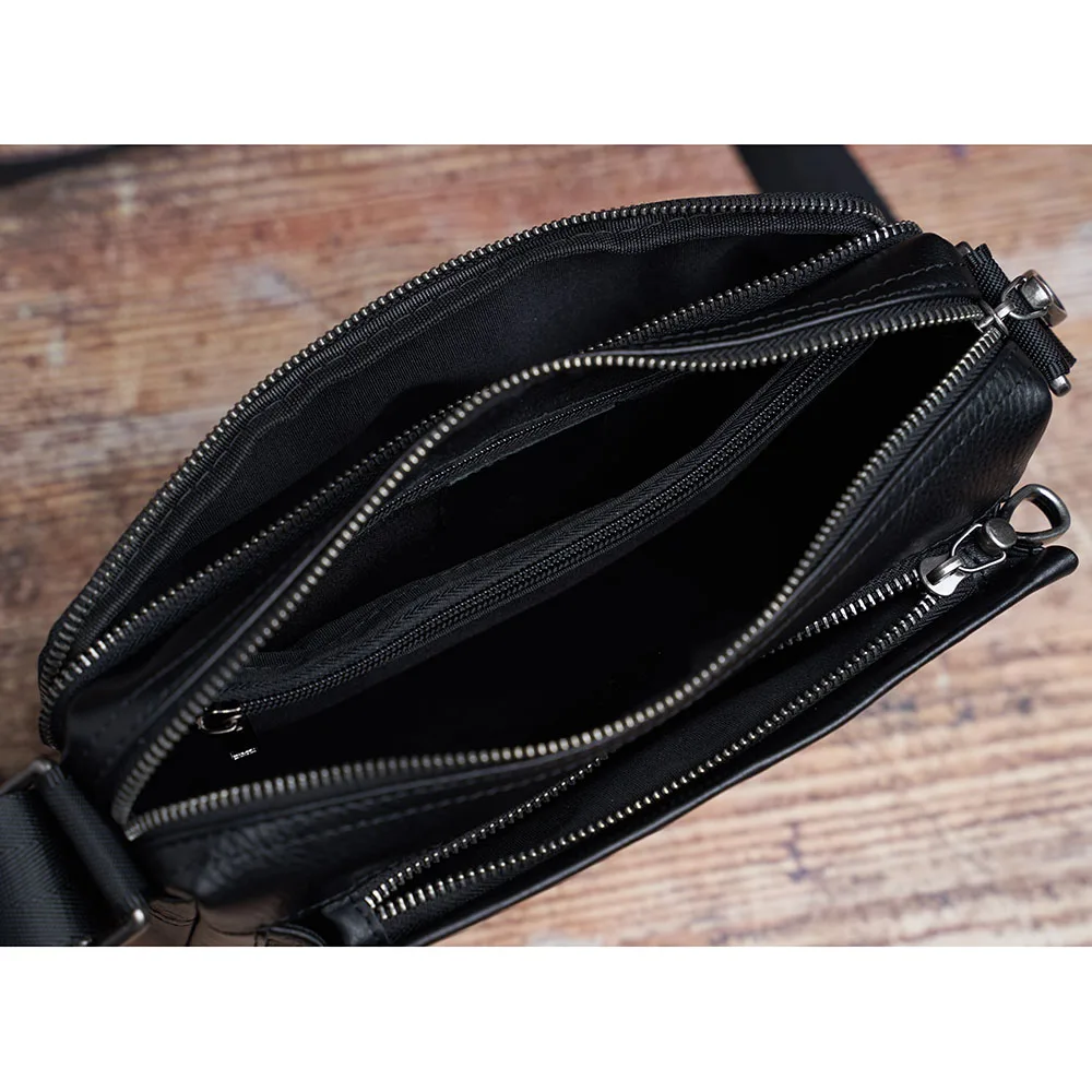 NUPUGOO Casual Men's Shoulder Bag Genuine Leather Fashion Trend  Messenger Original Small Crossbody Zipper Bag For 9.7 Inch Ipad