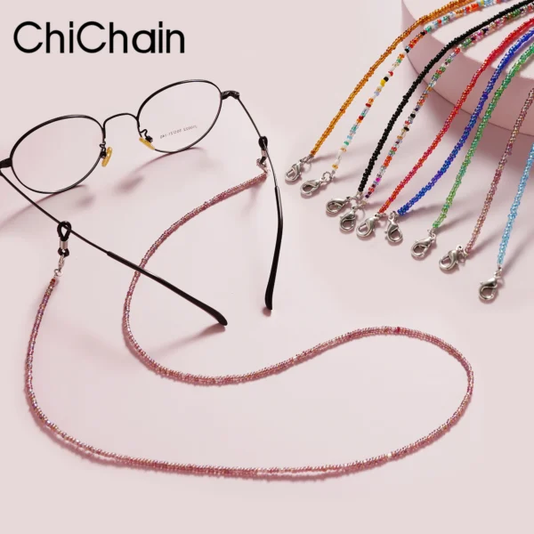 Bohemian Colored Mask Strap Beaded Glasses Chains Women Face Mask Lanyard Anti Slip Women's Neck Chain For Eyeglass Sunglasses