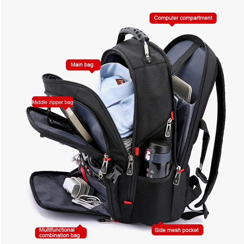 Waterproof Men's Swiss Backpack 15.6/17 Inch Laptop Backpacks School Travel Bags Large Capacity Business bagpack Mochila