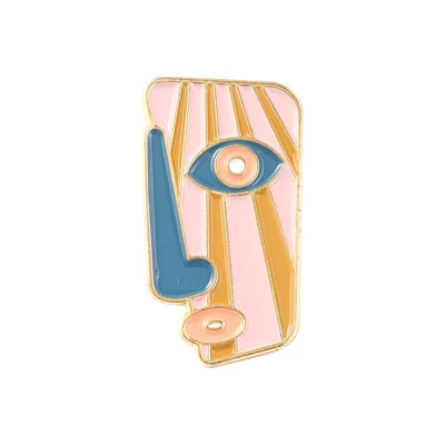 Art Retro Face Mask Metal Enamel Brooch Exaggerated Abstract Oil Painting Badge Fashion Lapel Backpack Jewelry Accessories Gift