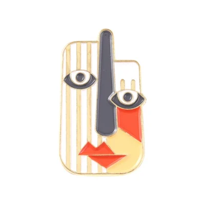 Art Retro Face Mask Metal Enamel Brooch Exaggerated Abstract Oil Painting Badge Fashion Lapel Backpack Jewelry Accessories Gift