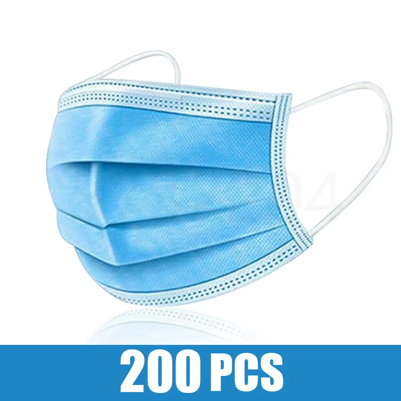 10/50/100/200PCS Disposable Mask Earloop Pink Bule Black White Mouth Masks 3 Layers Meltblown Non-Woven Breathable Face Mask