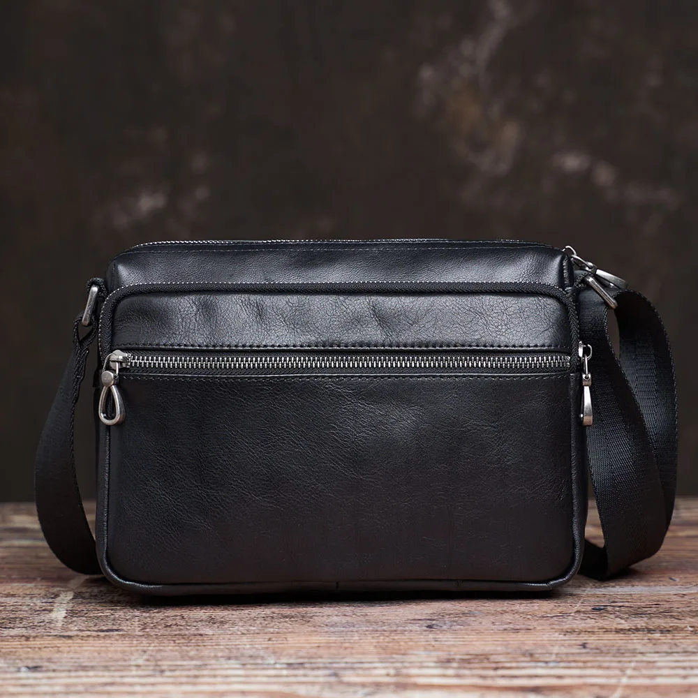 NUPUGOO Casual Men's Shoulder Bag Genuine Leather Fashion Trend  Messenger Original Small Crossbody Zipper Bag For 9.7 Inch Ipad