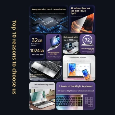 New Design 15.6'' Intel Core-i7 Notebook Win11 Laptop Computer 12+128GB Cheap Gaming Laptop Computers Laptops and Desktops