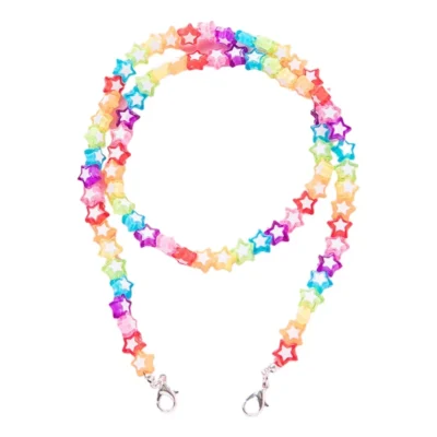 Kids Acrylic Rainbow Colorful Star Heart Beaded Chain Face Mask Holder Lanyard Eyeglass Anti-Lost Strap Necklace String
