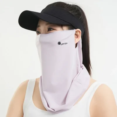 Breathable Sunscreen Face Veil Ice Silk Face Mask Sun Protection Neckline Face Cover Summer Cycling Hiking