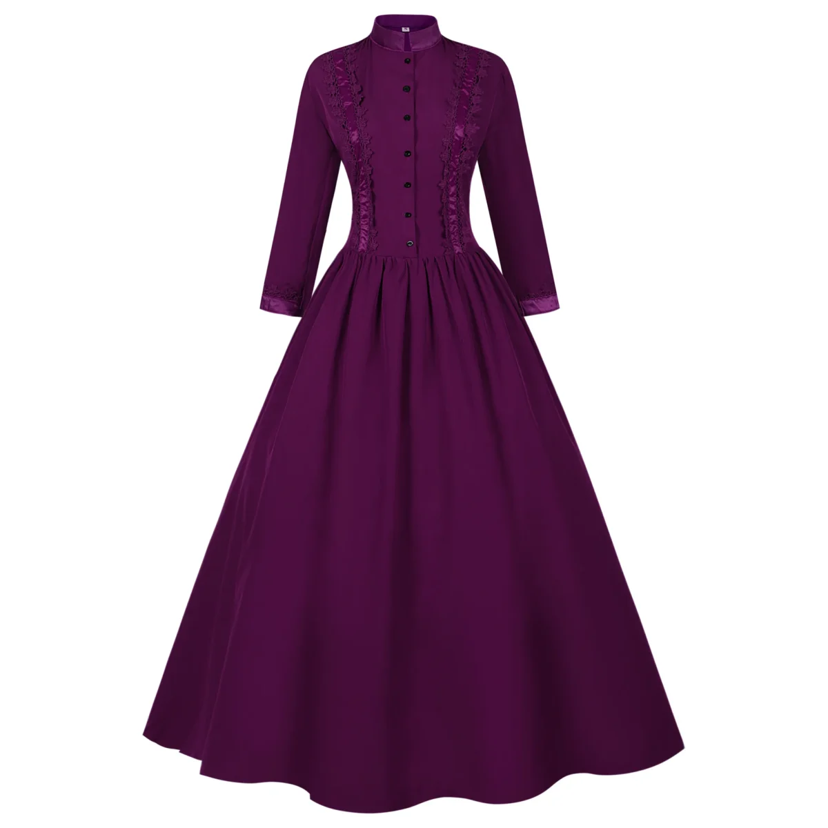 Halloween Medieval Costume for Women Long Vintage Gown with Flared Hem Themed Party Dress