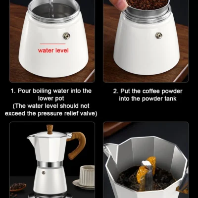 110V/220V Vintage Wooden Handle Espresso Maker Moka Pot 300ml With Electric Furnace Classic Italian Cafe Tool Mocha Coffee Maker