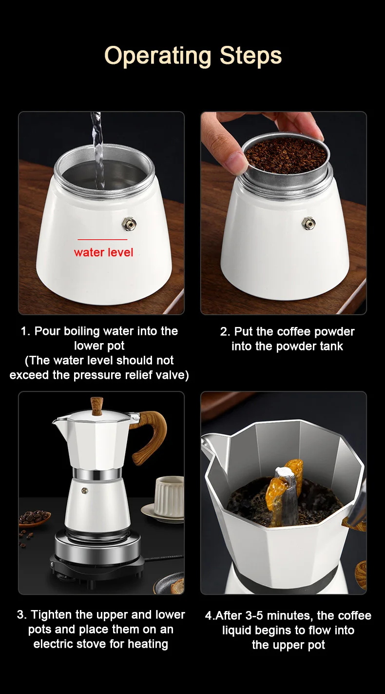 110V/220V Vintage Wooden Handle Espresso Maker Moka Pot 300ml With Electric Furnace Classic Italian Cafe Tool Mocha Coffee Maker