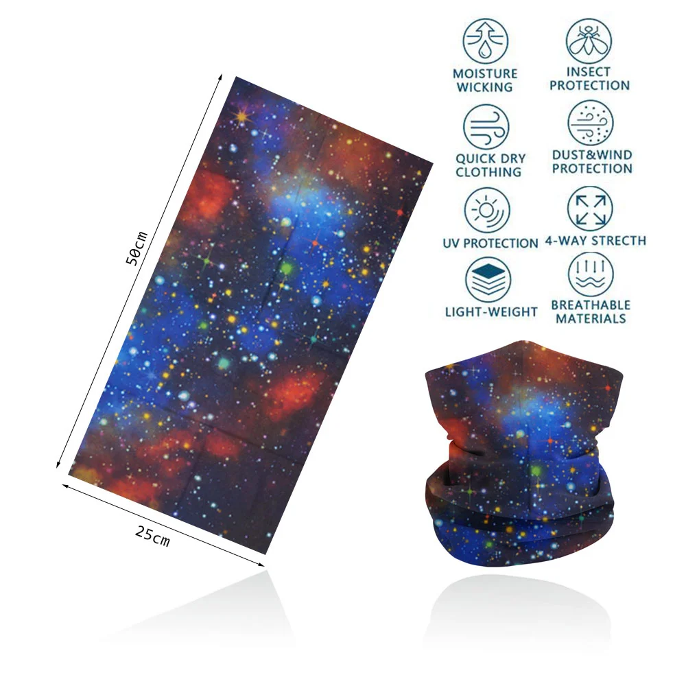 Seamless Bandana Sky Stars Printed Cycling Bandana Rave Face Mask Women Men for Dust Wind Sun Protection Face Scarf Mask Cover