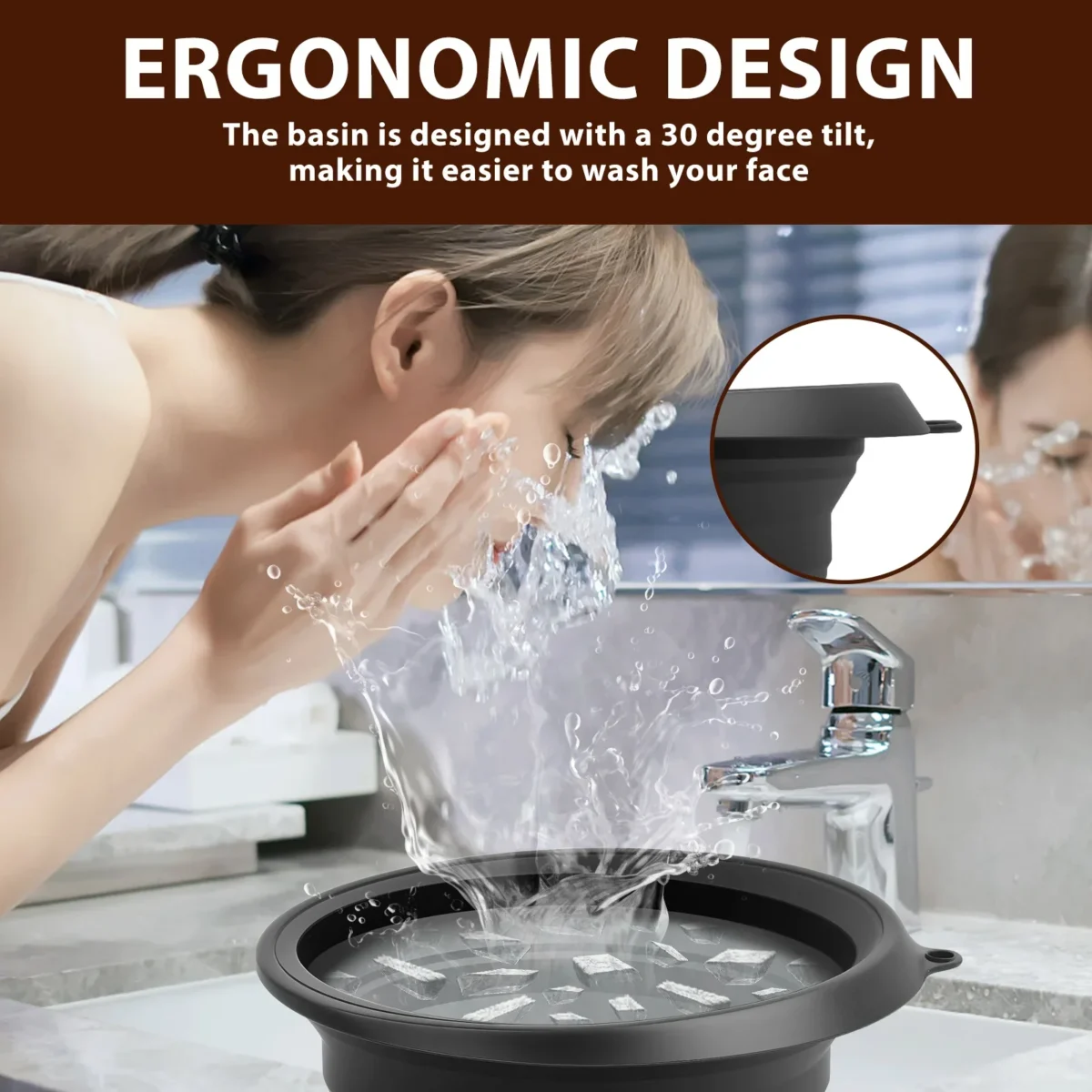 Foldable Face Ice Bath Bowl Facials Plunge Washbasin Silicone Portable Travel Home Skincare Ice Facials Bath