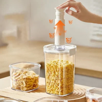 Plastic Vacuum Sealed Tank Electric Coffee Vacuum Container Kitchen Food Grains Candy Storage Box Fresh-keeping Tea Canister