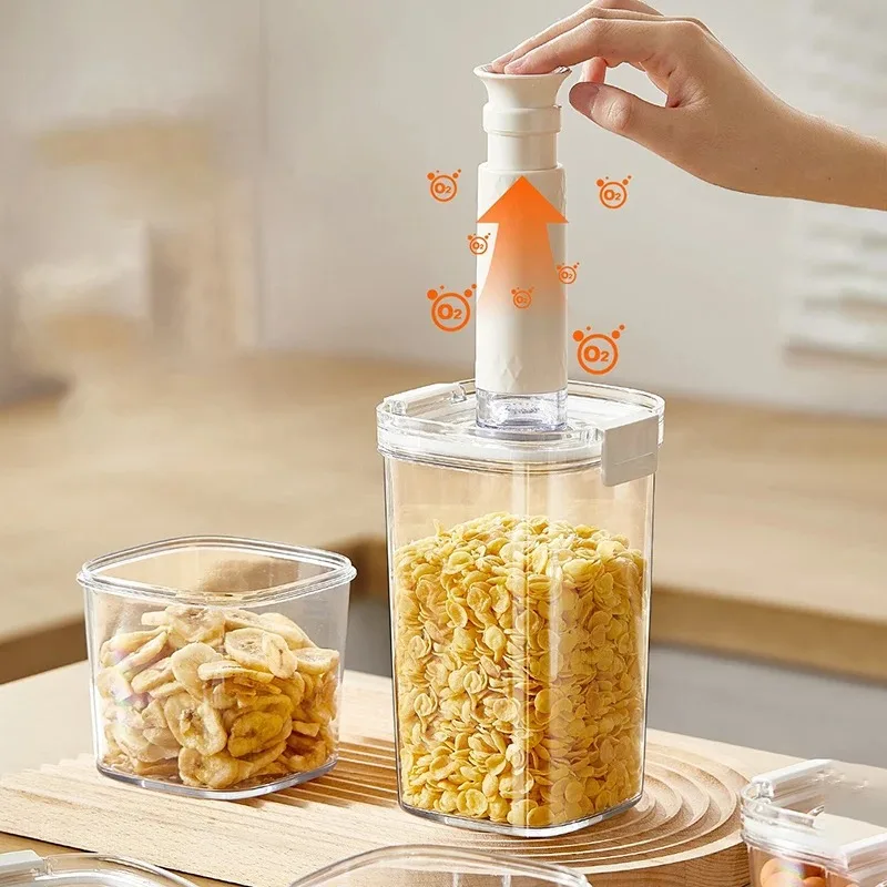 Plastic Vacuum Sealed Tank Electric Coffee Vacuum Container Kitchen Food Grains Candy Storage Box Fresh-keeping Tea Canister