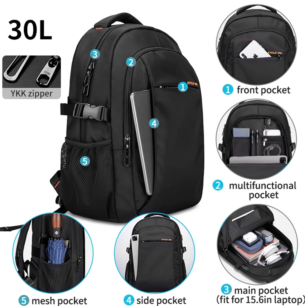 Heroic Knight Multifunctional Men Backpack Fit 15.6” Laptop Fashion Waterproof School Backpack USB Anti-Theft Travel Bag For Man
