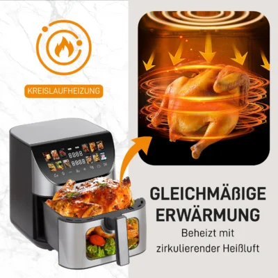 9L Multi Function air fryers Smart machine Viewing Window Electric Hot fryer Oilless Cooker with LED Touch Control,Family oven