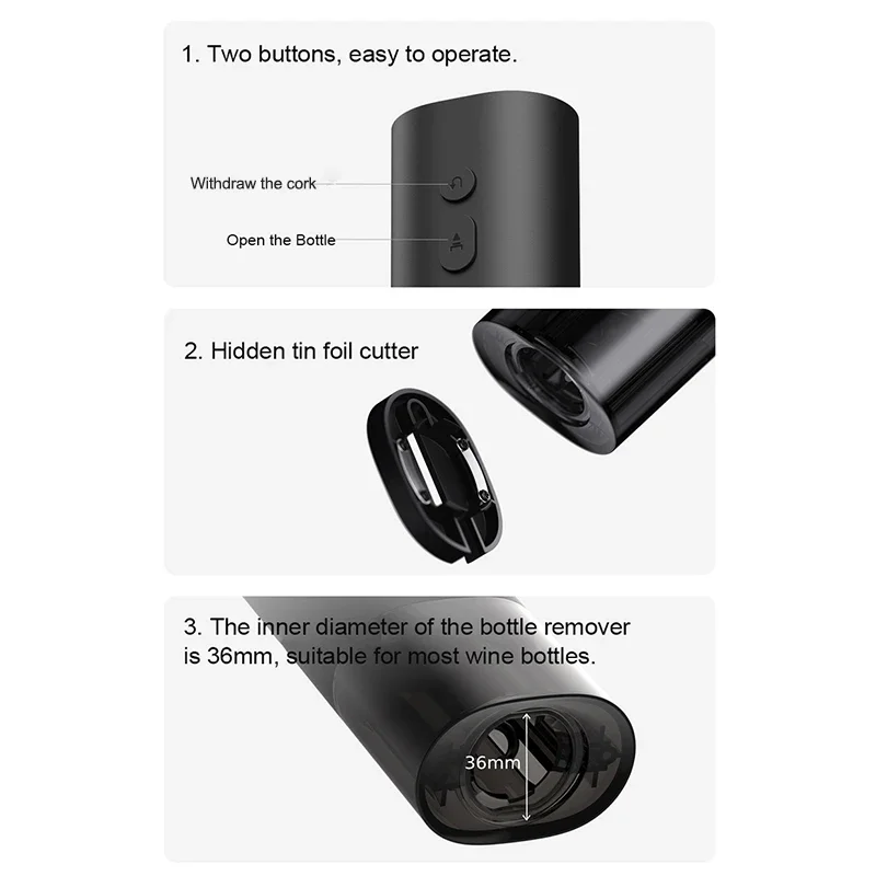 Mijia Electric Wine Bottle Opener Dry Battery Automatic Red Wine Bottle Cap Openers Kitchen Accessories Gadgets