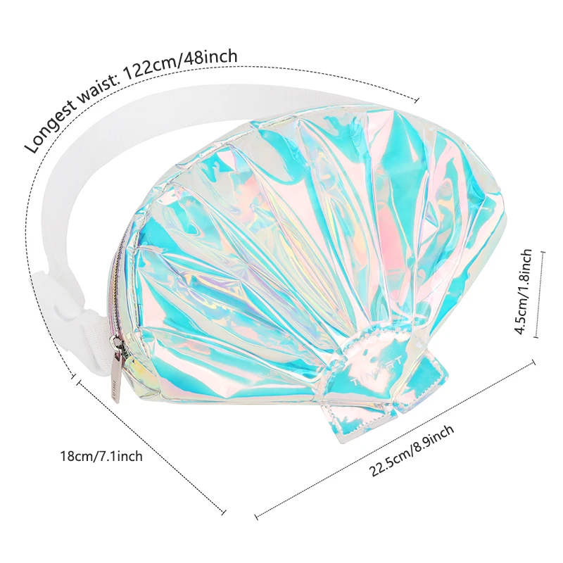 TINYAT Waterproof TPU Waist Bag for Women Laser Crossbody Bag Beach Lightweight Summer Shell Bag Female Fashionable Travel