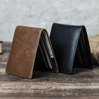 Genuine Leather Small Wallet for Men Casual Card Holder Slim Wallets Bifold Design Male Purse Luxury Money Bag Mini Wallet Thin