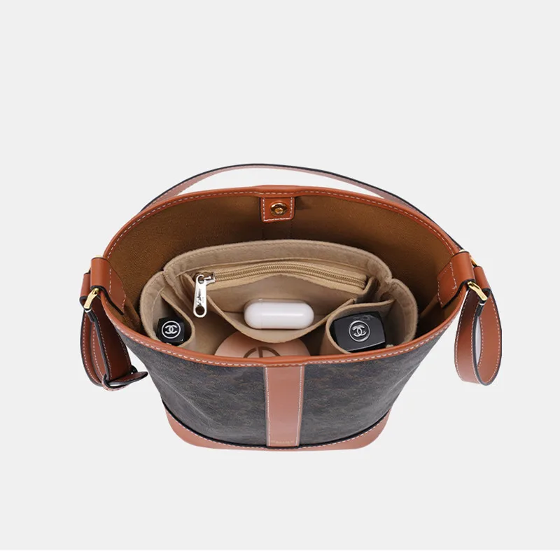 Bag Organizer Insert For Celine Triomphe Bucket Makeup Divider Shaper Protector Compartment Inner Bag