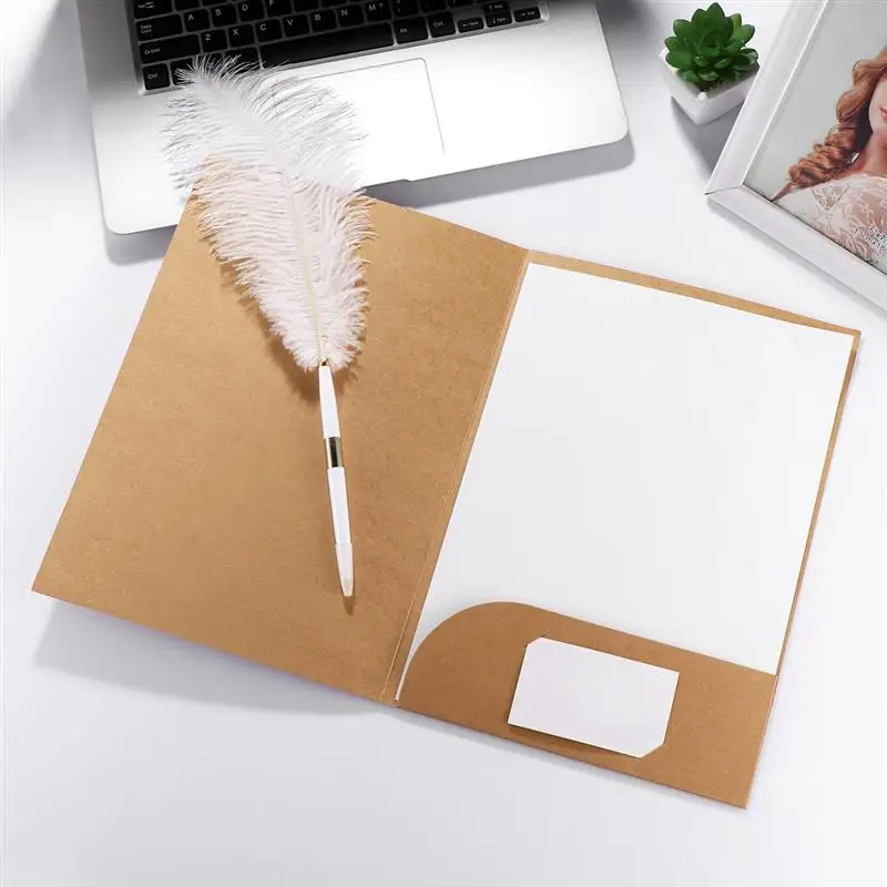 10pcs A4 Kraft Paper File Folder Document Folder Office File Bag File Bag Organizer Storage Holder School Stationery Supplies
