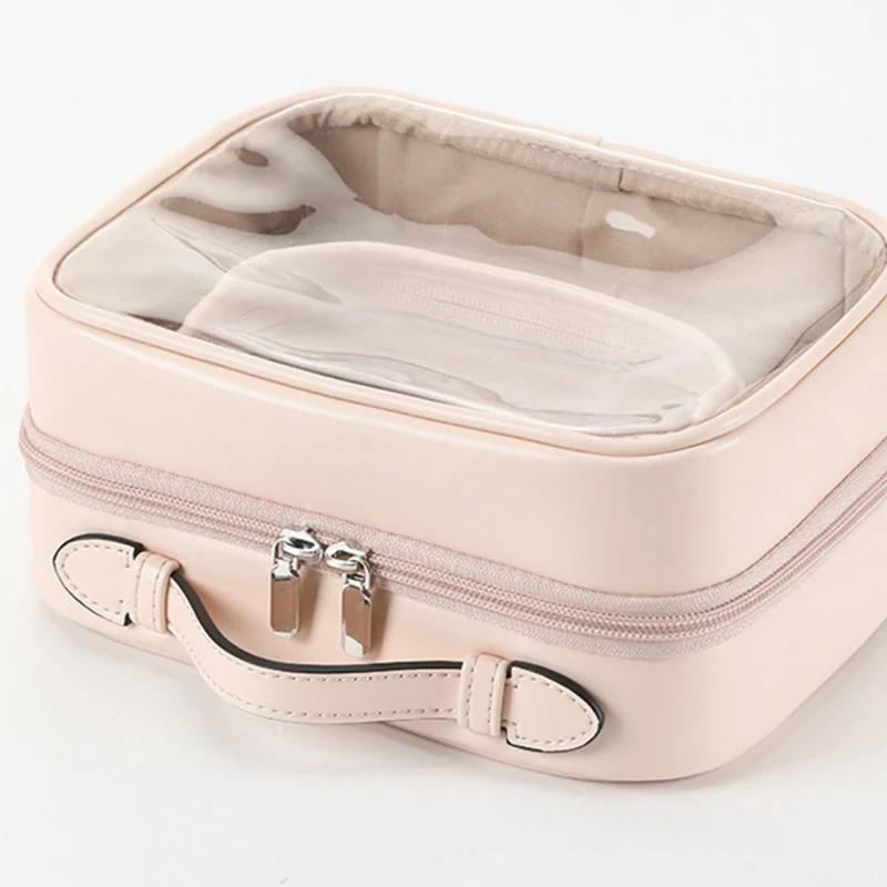 Waterproof PU Makeup Bag Transparent Wash Bags Women Casual Portable Travel Skincare Storage Organizer Make Up Toiletry Bag